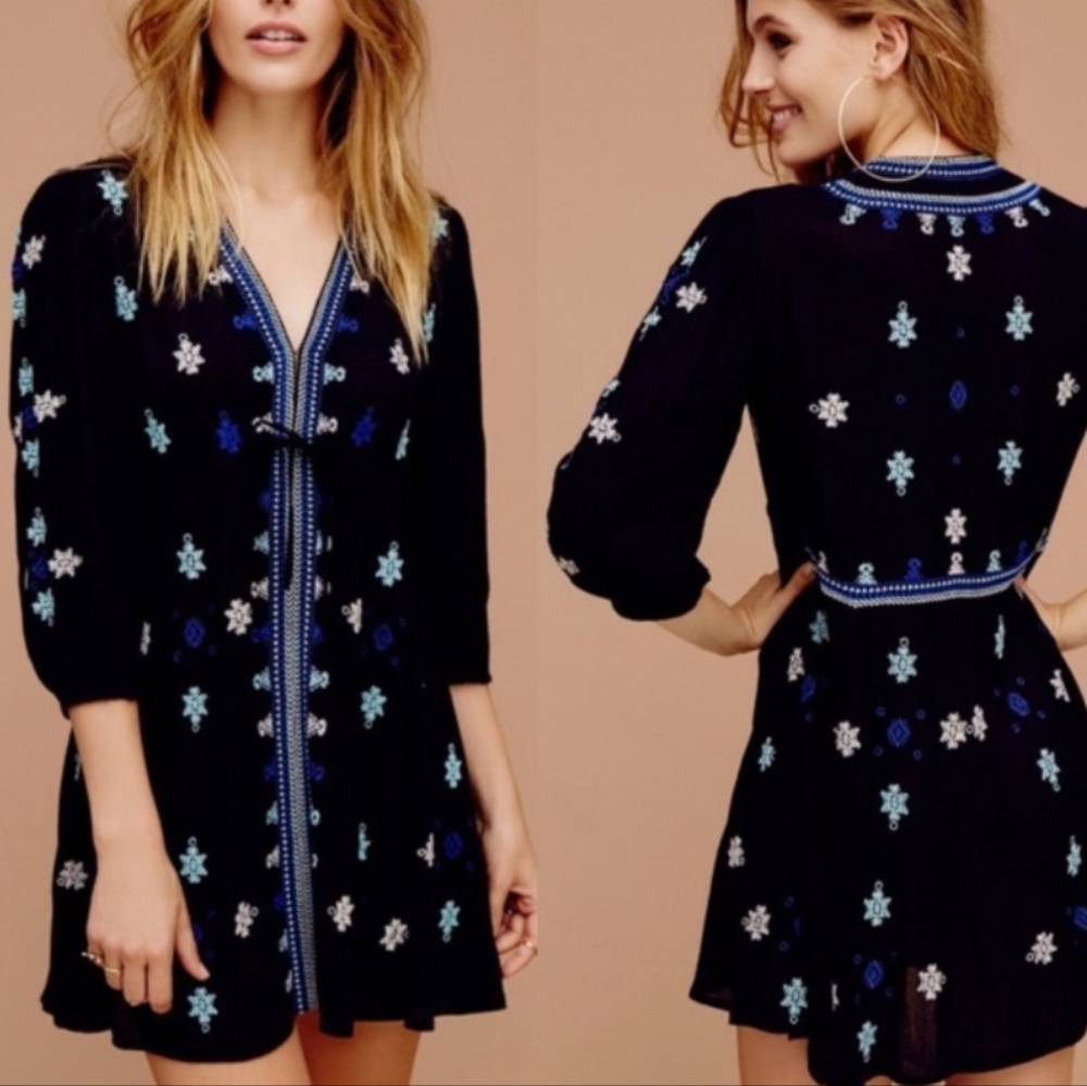 Free People | Star Gazer Embroidered Mini Dress
